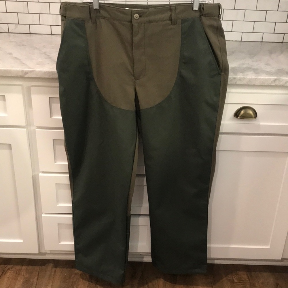 LL Bean Field Pants Mens 40 Olive Green Nylon Adjustable Waist Made USA Hunting
